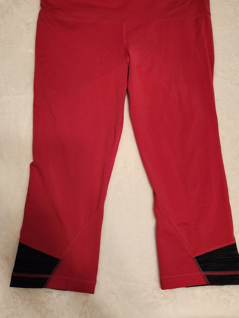Under Armour Red Capri Leggings with Black Hem Panels